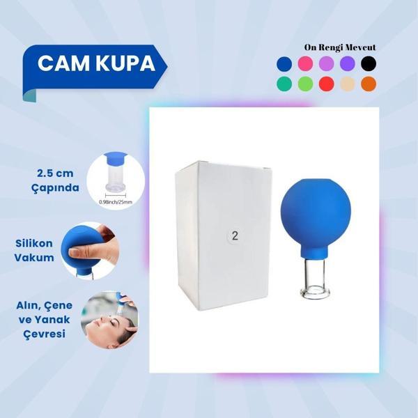 Silikon Vakumlu Cam Yüz Masaj Kupası No:2 Mavi - Image 1