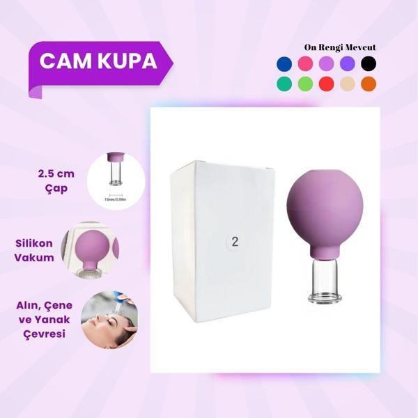 Silikon Vakumlu Cam Yüz Masaj Kupası No:2 Mor  - Image 1