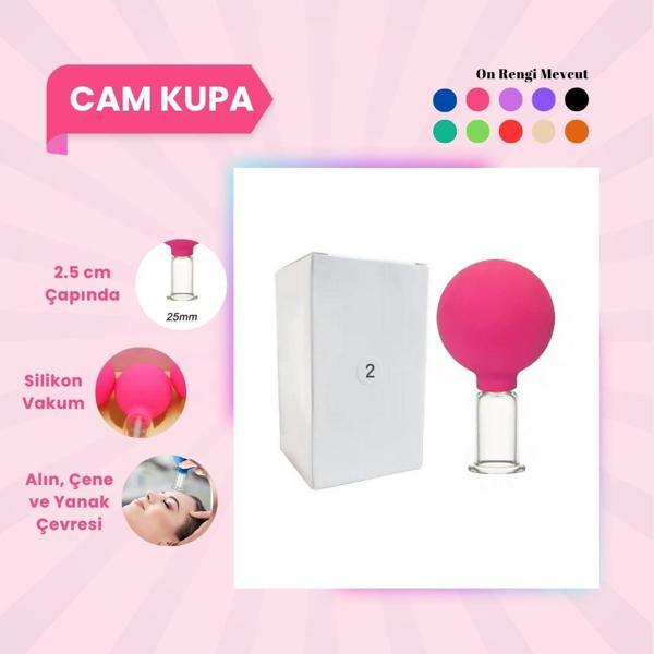 Silikon Vakumlu Cam Yüz Masaj Kupası No:2 Pembe - Image 1