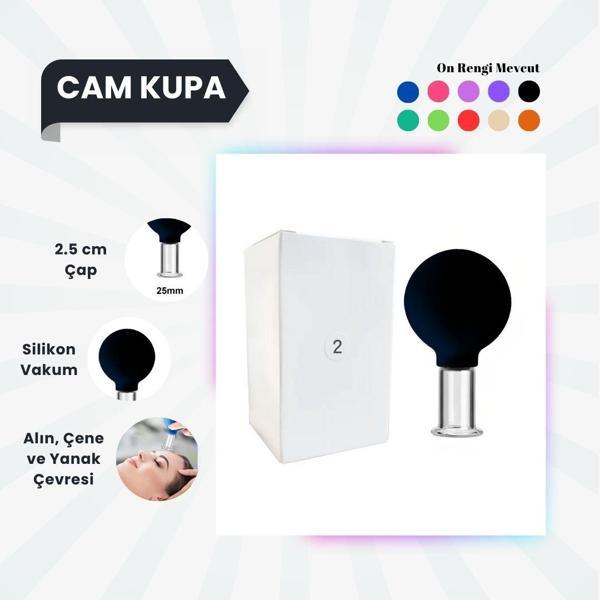 Silikon Vakumlu Cam Yüz Masaj Kupası No:2 Siyah - Image 1