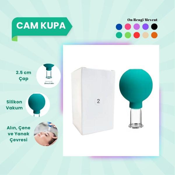 Silikon Vakumlu Cam Yüz Masaj Kupası No:2 Yeşil - Image 1