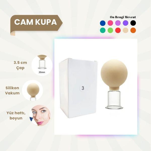 Silikon Vakumlu Cam Yüz Masaj Kupası No:3 Bej - Image 1