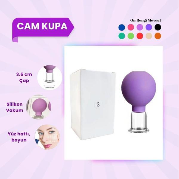 Silikon Vakumlu Cam Yüz Masaj Kupası No:3 Koyu Mor  - Image 1