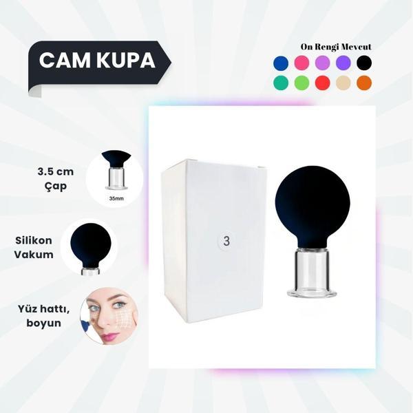 Silikon Vakumlu Cam Yüz Masaj Kupası No:3 Siyah - Image 1