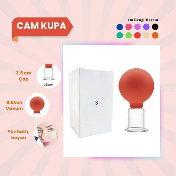 Silikon Vakumlu Cam Yüz Masaj Kupası No:3 Turuncu - Image 1