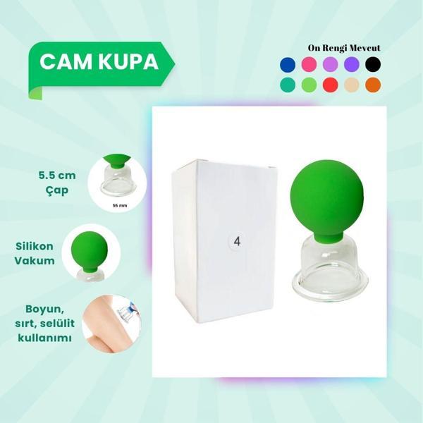 Silikon Vakumlu Cam Yüz Masaj Kupası No:4 Açık Yeşil - Image 1