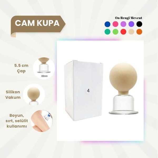 Silikon Vakumlu Cam Yüz Masaj Kupası No:4 Bej - Image 1