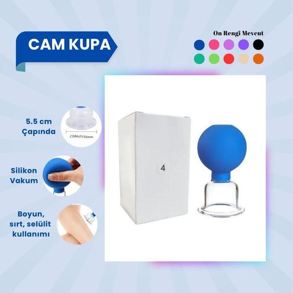 Silikon Vakumlu Cam Yüz Masaj Kupası No:4 Mavi - Image 1