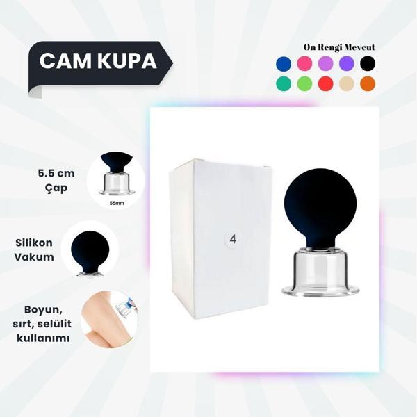 Silikon Vakumlu Cam Yüz Masaj Kupası No:4 Siyah - Image 1