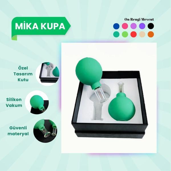 Silikon Vakumlu Mika Yüz Masaj Kupası 2'li Set Açık Yeşil - Image 1