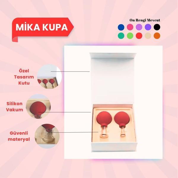 Silikon Vakumlu Mika Yüz Masaj Kupası 2'li Set Kırmızı - Image 1