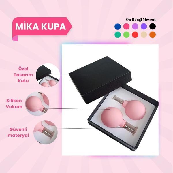 Silikon Vakumlu Mika Yüz Masaj Kupası 2'li Set Pembe - Image 1
