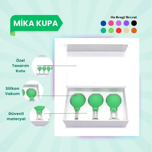 Silikon Vakumlu Mika Yüz Masaj Kupası 3'lü Set Açık Yeşil - Image 1