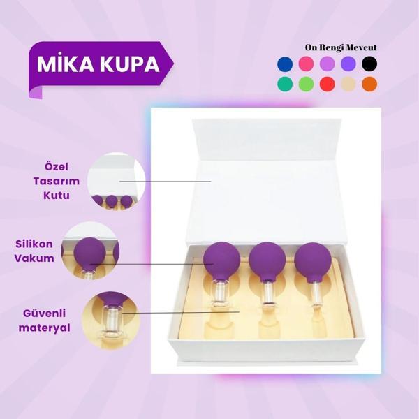 Silikon Vakumlu Mika Yüz Masaj Kupası 3'lü Set Koyu Mor - Image 1