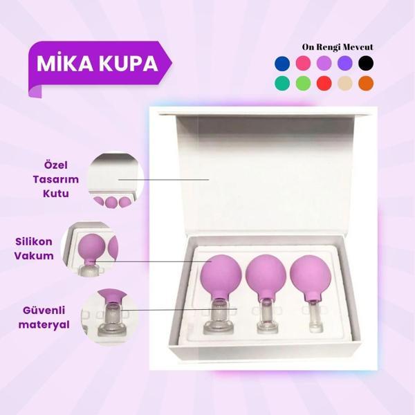 Silikon Vakumlu Mika Yüz Masaj Kupası 3'lü Set Mor - Image 1