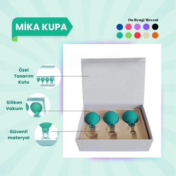 Silikon Vakumlu Mika Yüz Masaj Kupası 3'lü Set Yeşil - Image 1