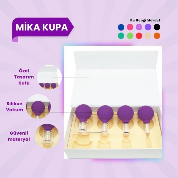 Silikon Vakumlu Mika Yüz Masaj Kupası 4'lü Set Koyu Mor - Image 1