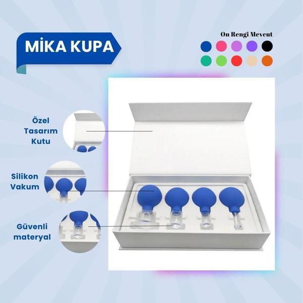 Silikon Vakumlu Mika Yüz Masaj Kupası 4'lü Set Mavi - Image 1