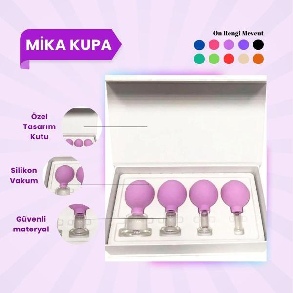 Silikon Vakumlu Mika Yüz Masaj Kupası 4'lü Set Mor - Image 1