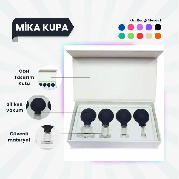 Silikon Vakumlu Mika Yüz Masaj Kupası 4'lü Set Siyah - Image 1