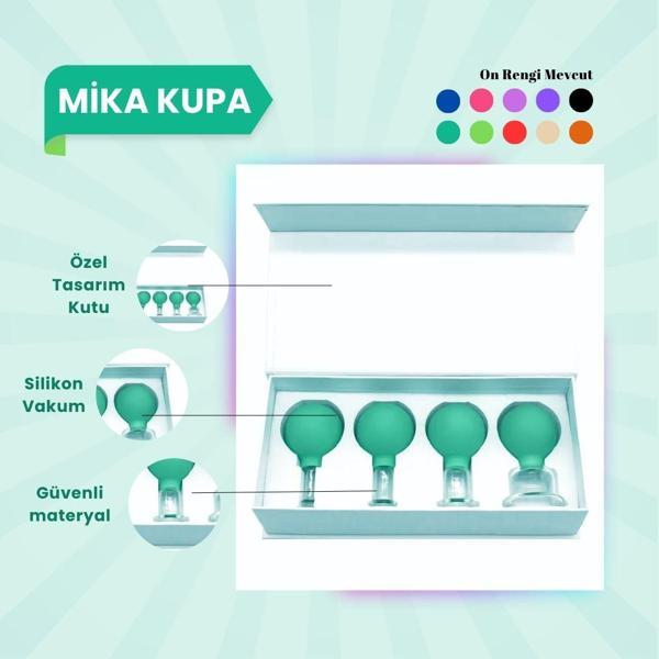 Silikon Vakumlu Mika Yüz Masaj Kupası 4'lü Set Yeşil - Image 1