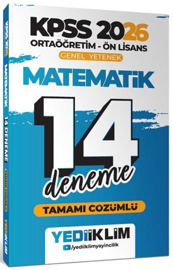Yediiklim Yayınları 2026 KPSS Ortaöğretim Ön Lisans Matematik Tamamı Çözümlü 14 Deneme - Yediiklim Yayınları - Image 1