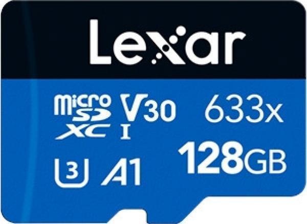 Lexar LSDMI128BB633A 128 GB 633X 100/45Mb/s SDXC C10 A1 V30 U3 microSD Kart - Image 1