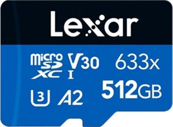 Lexar LSDMI512BB633A 512 GB 633x SDXC 100-70Mb/s UHS-I C10 A2 V30 U3 microSD Kart - Image 1