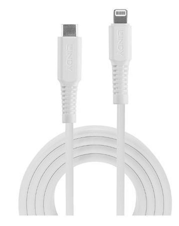 Lindy LIN-31316 1 Mt USB 2.0 Type C to Lightning C94 Erkek-Erkek Beyaz Apple Şarj Kablosu - Image 1