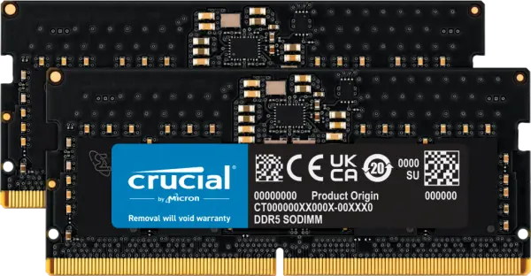 Crucial CT2K32G48C40S5 64 GB (2x32) DDR5 4800Mhz CL40 Notebook Bellek - Image 1