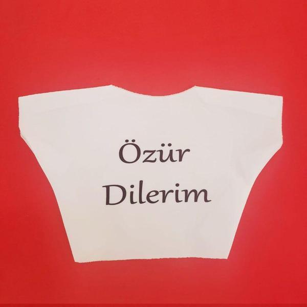 Büro Ev Ofis Oyuncak Hediyesi için Kumaş Özür Dilerim Yazılı Tişört - Image 1