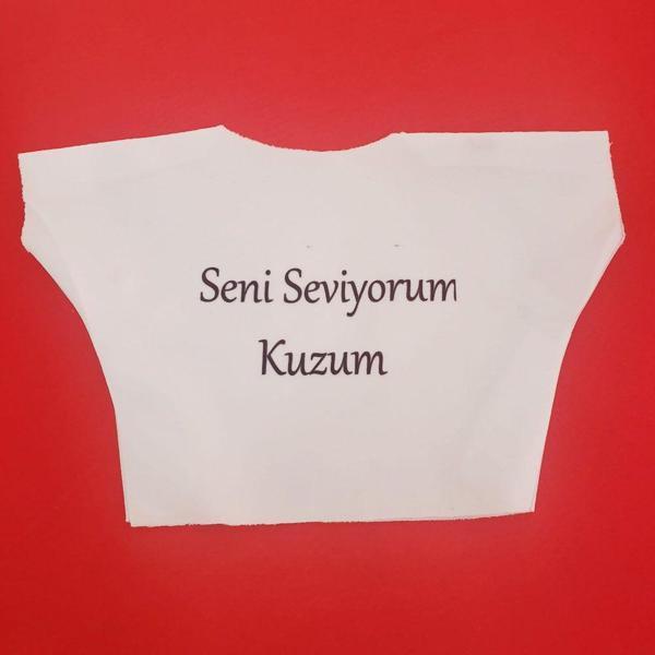 Büro Ev Ofis Oyuncak Hediyesi için Kumaş Seni Seviyorum Kuzum Yazılı Tişört - Image 1