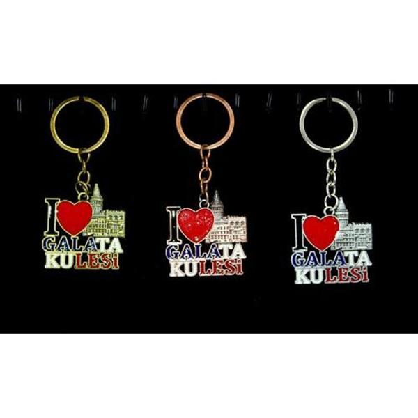 Büro Ev Ofis Hediyesi için İstanbul Hatırası Metal Galata Kulesi Sevgisi Anahtarlık - Image 1