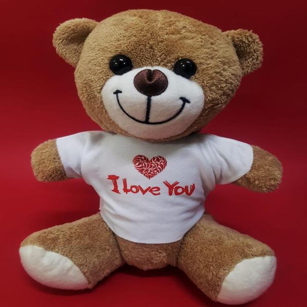 Büro Ev Ofis Oyuncak Hediyesi için Peluş I Love You Tişörtlü Ayıcık - Image 1