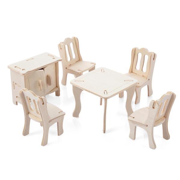 Büro Ev Ofis Çocuk Hediyesi için Zeka Oyunu 3D Ahşap Yapım Yemek Odası Model Puzzle - Image 1