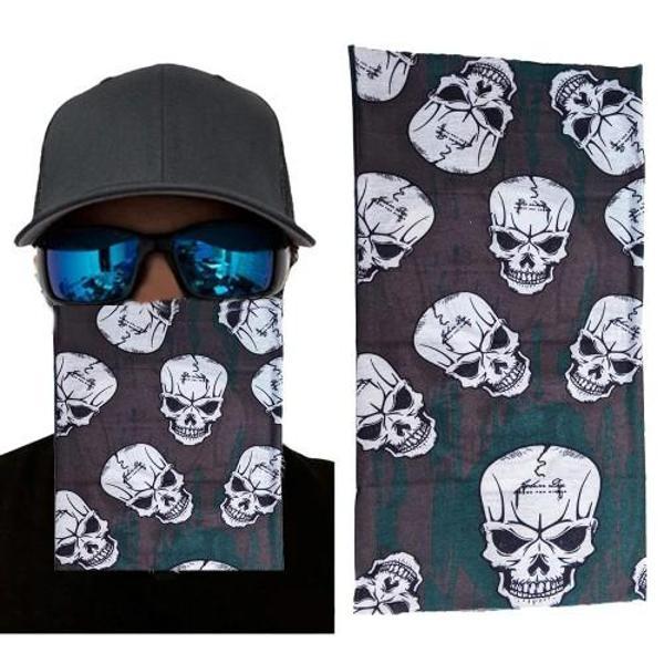 Büro Ev Ofis İnsanı Kostümü için 25x48CM Kahve Yeşil Kafataları Baskılı Bandana - Image 1