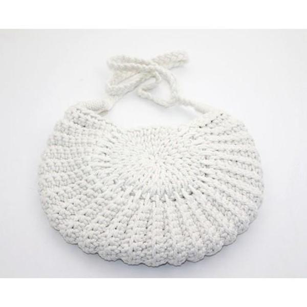 Büro Ev Ofis Kadını için Hediyelik 28x23CM Beyaz Dantel Örgü Tipi Oval Dekor Bez El Çantası - Image 1