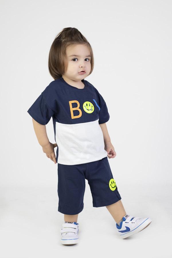 Erkek Bebek Şortlu Kısa Kollu Boys Desen Baskılı Yazlık Basic Alt-Üst Takım 6-24 ay - Image 1