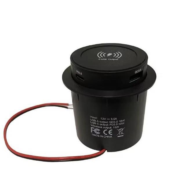 W-0101 Kablosuz Type-C USB Portlu Araç Şarj Soketi Adaptörü 12V-24V  - Image 1