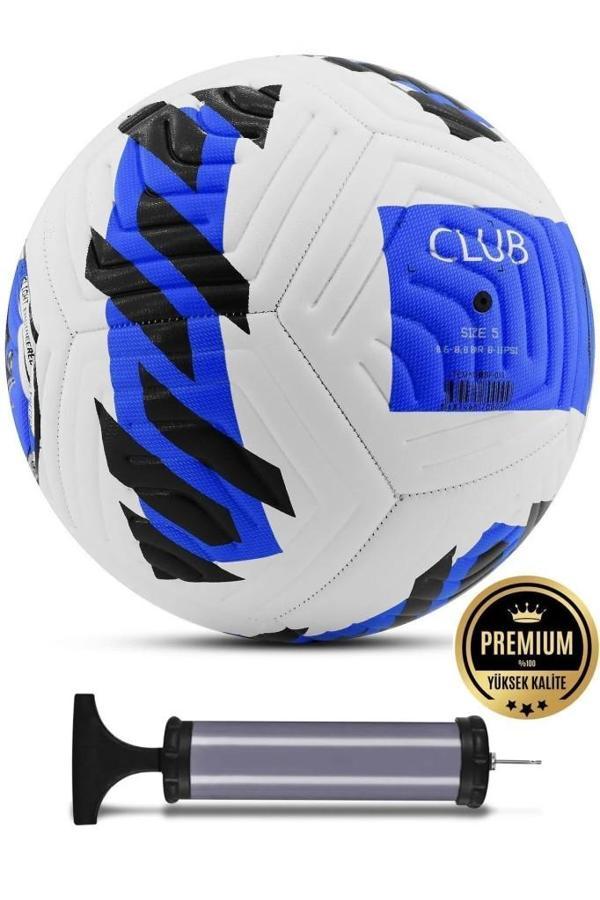 Mavi Yeni Desenli Futbol Topu 4 Astarlı No:5 480 Gr + Pompa Hediyeli X507 - Image 1