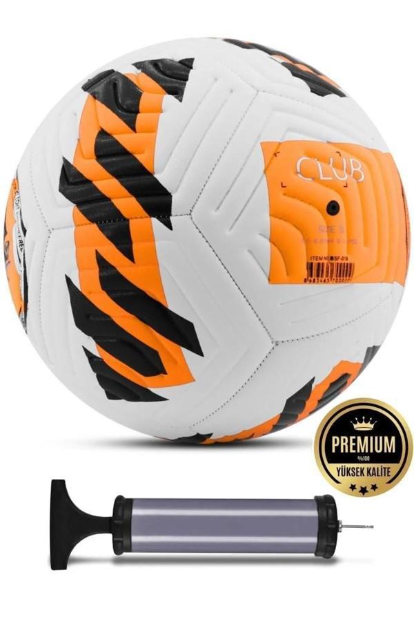 Turuncu Yeni Desenli Futbol Topu 4 Astarlı No:5 480 Gr + Pompa Hediyeli X507 - Image 1