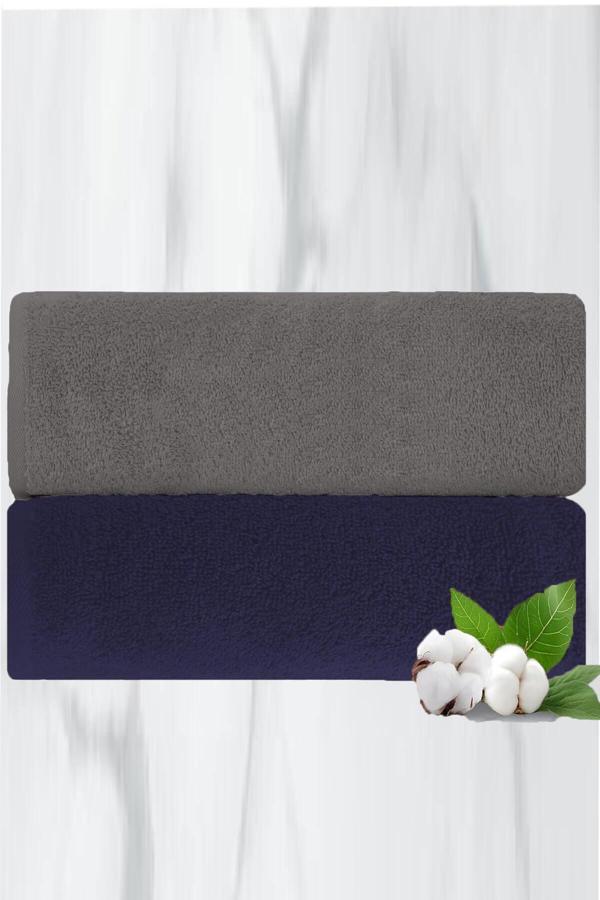 2 li Lüks El Yüz Havlu Seti 50x90 Cm %100 Pamuklu Gramajlı Grinja - Image 1