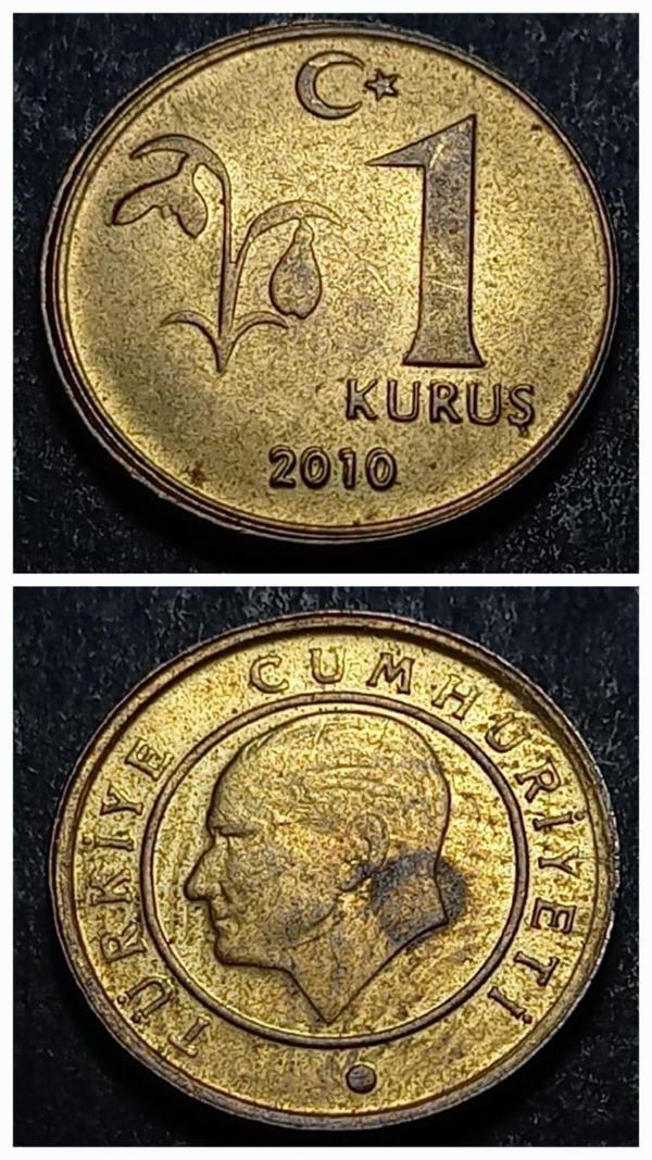 Escoines Koleksiyon 36792ec3e8d0c9 2010 Hatalı 1Kuruş Nadir çıkar Çift darp yıl ÇİL eski madeni para - Image 1