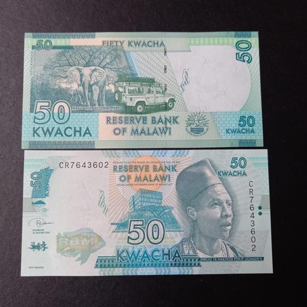 Escoines Koleksiyon 39963675dd3b8d1666 2020 Malavi 50 Kwacha ÇİL eski yabancı kağıt para - Image 1