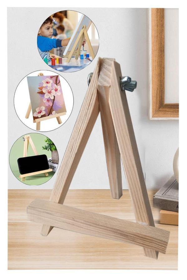 Mini Şövale 1 Adet Masaüstü Şövale Ahşap Üç Ayaklı Resim Şövalesi Ressam Sehpası Dekoratif Hobi Masa Üstü - Image 1