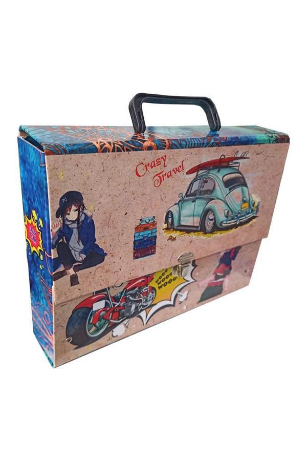 Saplı Klasör Erkek Figürlü 1 Adet Kulplu Klasör 32x24x7 cm Okul Öğrenci Klasörü Saplı Çanta Saplı Dosya - Image 1