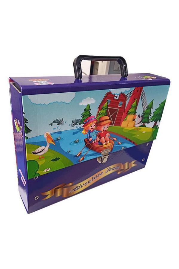 Saplı Klasör Kız Figürlü 1 Adet Kulplu Klasör 32x24x7 cm Okul Öğrenci Klasörü Saplı Çanta Saplı Dosya - Image 1