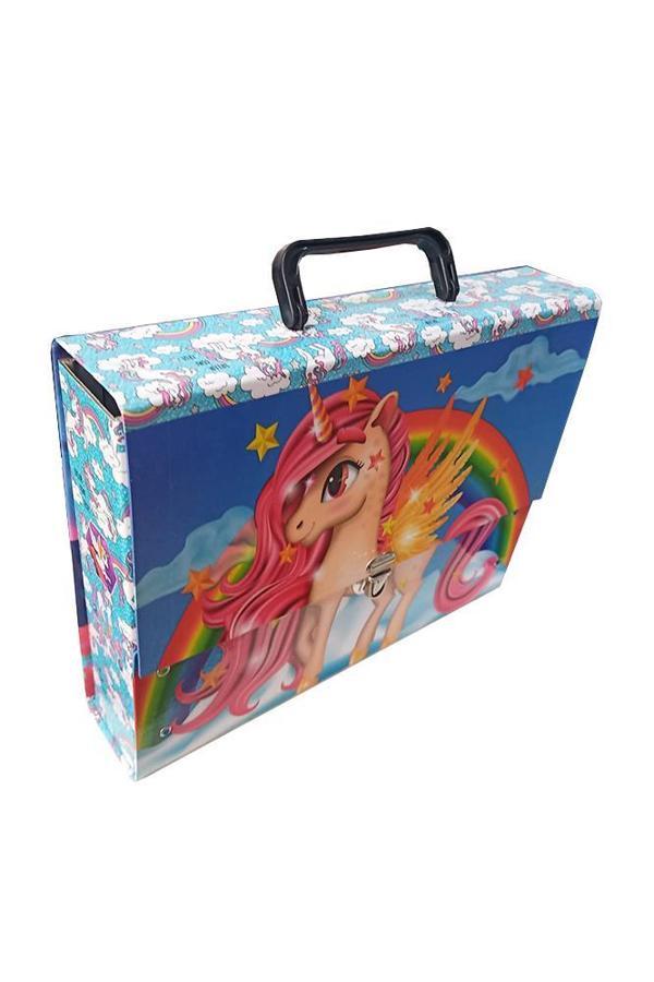 Saplı Klasör Kız Figürlü 1 Adet Kulplu Klasör 32x24x7 cm Okul Öğrenci Klasörü Saplı Çanta Saplı Dosya - Image 1