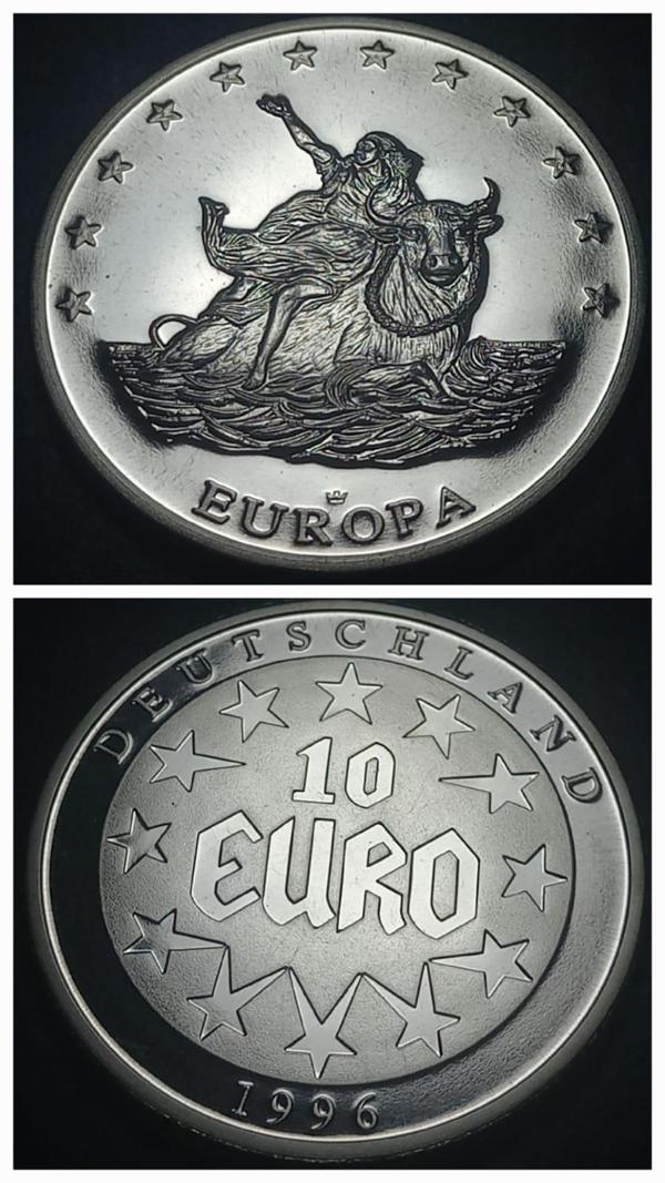 Escoines Koleksiyon 39963676dadb09a8ab 1996 Almanya 10Euro Europa Hatıra madeni para 26.2Gram 40mm - Image 1