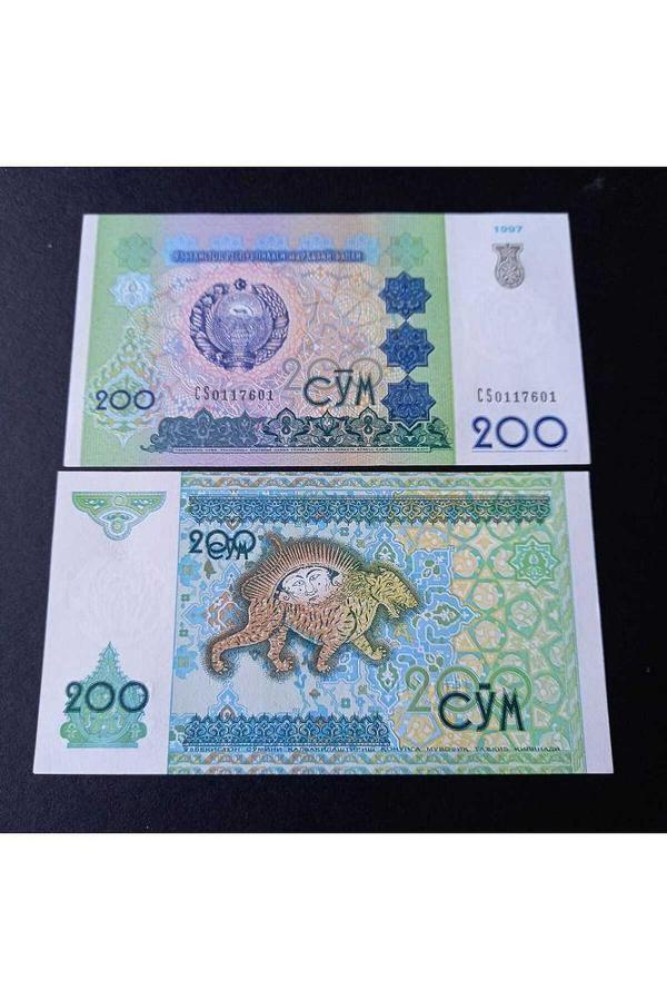 Escoines Koleksiyon 39963682a2cdb3d218 Özbekistan 200 Som ÇİL eski kağıt para - Image 1